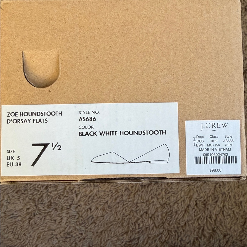 J Crew Houndstooth Flats. Size 7.5 - Picture 3 of 3